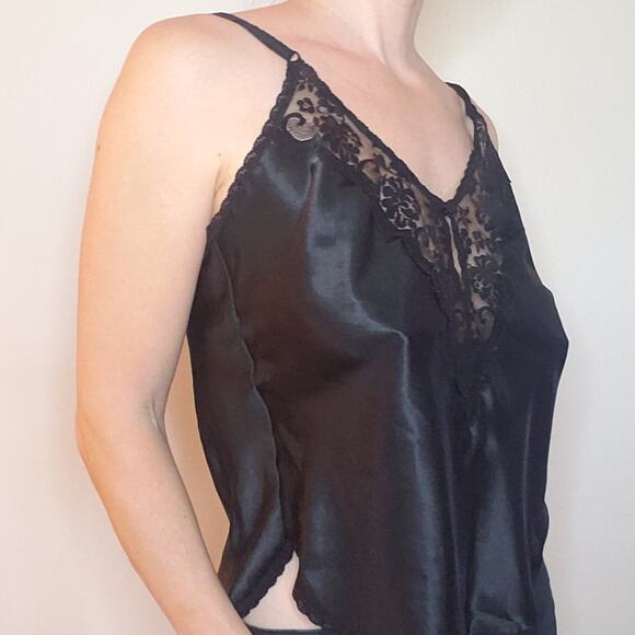 Vintage Union Tag Chantilly Maidenform Camisole Lingerie Lace Silky Black 36 - Picture 2 of 11